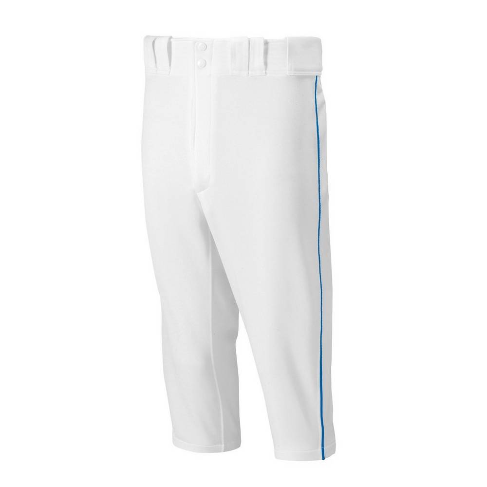 Mens Mizuno Premier Short Piped Baseball Pants White/Royal Philippines (VBJACZ491)